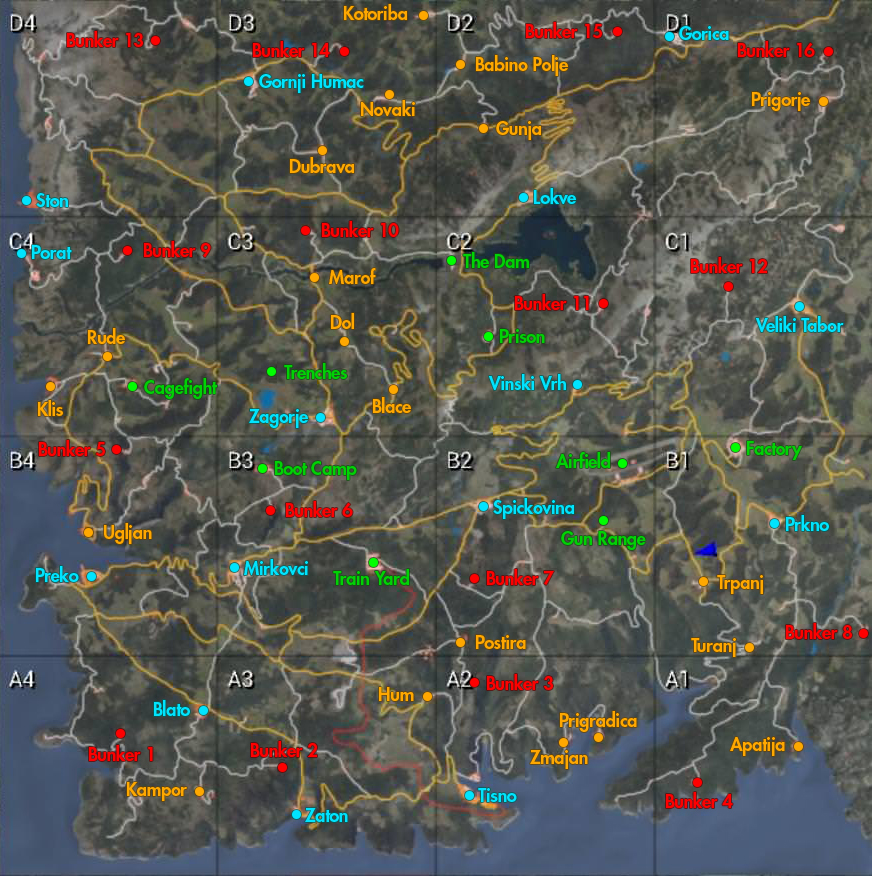 SCUM Carte des Bunkers, villes et postes de police Breakflip